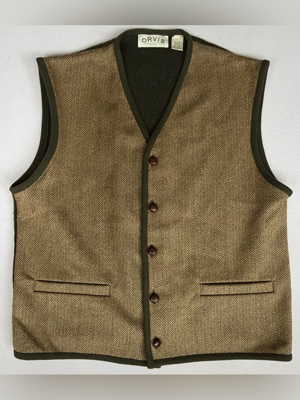 Vintage Orvis Sporting Traditions Wool Tweed Herringbone Vest Men’s Large